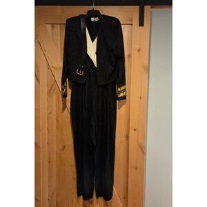 Vintage Womens Size 16 Nine2Nine Belted Jumpsuit & Blazer Gold Detail Black